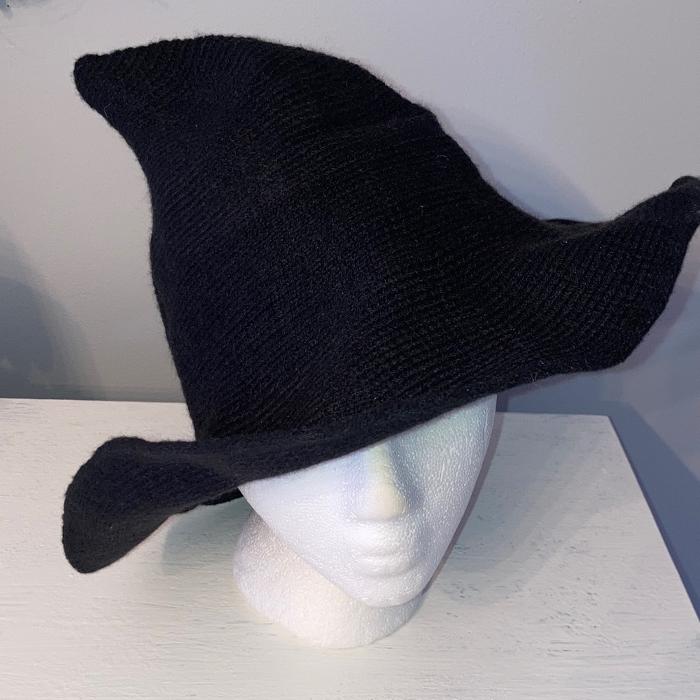 Black Burlap Wide Brim Witch Hat Women’s One Size New Without Tags